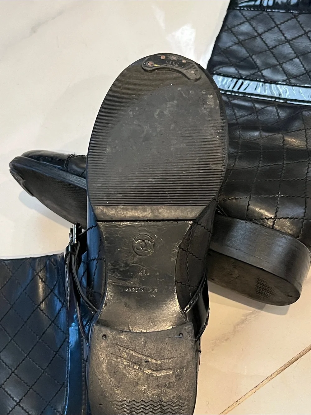 CHANEL Black Quilted Leather Lace-Up Mid-Calf Boots with Buckle